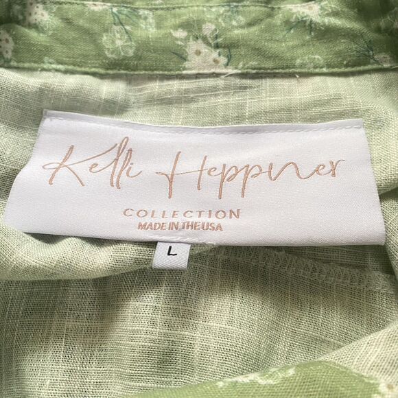 Kelli Heppner Collection Dress Size Large The Floral Print Midi Absinth Green - Picture 9 of 10